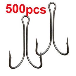 500 stuks Dubbele Vishaak Vliegbindset Duple Kikker Lokken voor Jig Bass Fish Maat 1 2 4 6 8 10 20 30 40 50 60 70 240312