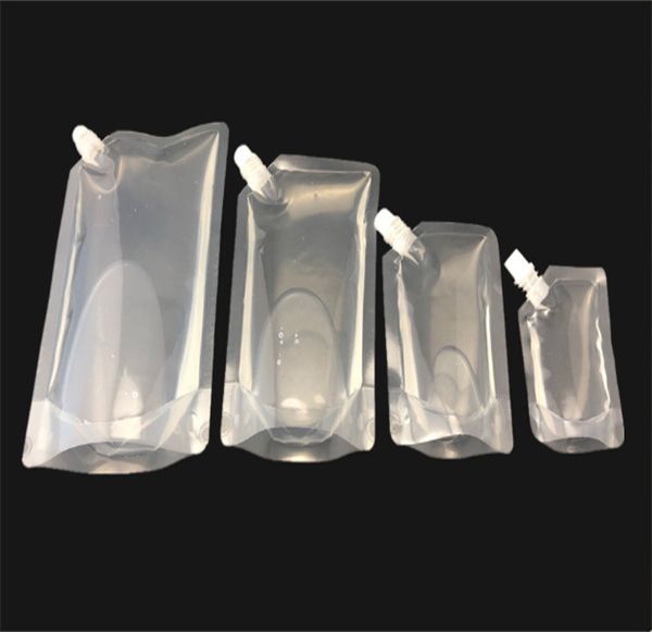 500 pcs Doypack 250 ml 300 ml 380 ml 500 ml En Plastique Transparent Stand Up Bec Liquide Sac Pack Boisson Squeeze Boisson Bec Poche JL1515