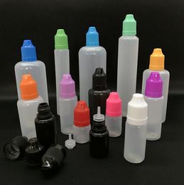 500pcs E Botellas cuentagotas líquidas 3ml 5ml 10ml 15ml 20ml 30ml 50ml Botellas de plástico con tapa a prueba de niños y puntas delgadas Contenedor vacío para jugo