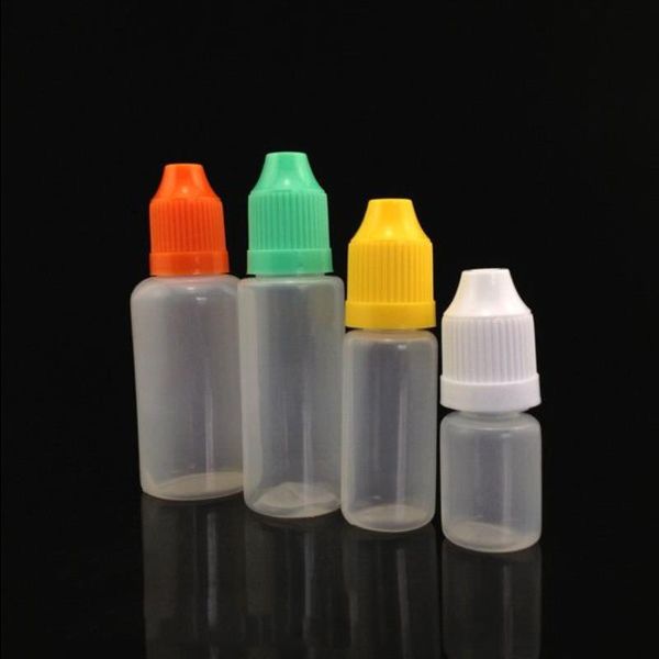 500pcs e botellas de gotero de líquido 3 ml 5ml 10ml 15ml 20ml 30ml 50 ml de botellas de plástico con tapa a prueba de niños y puntas delgadas recipiente vacío para qnki