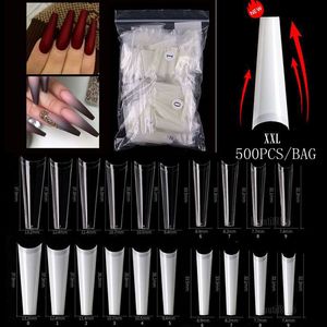 500 stks nep frans s uitbreiding acryl halve cover XXL lange C curve kist nagel schoonheid DIY kunst manicure tools