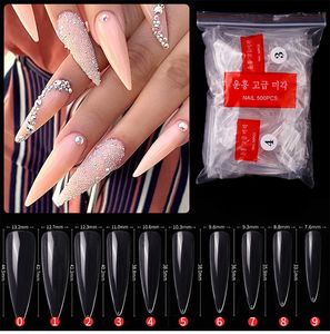 500 stks valse nagel tips ontwerp nep gel nagels extensie volledige omslag gebeeldhouwde stiletto kist manicure accessoires 220716