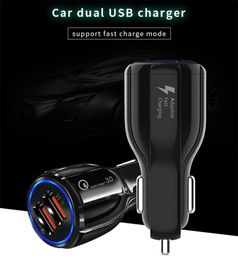 500 pièces Charge rapide rapide QC3.0 double chargeur de voiture USB 5V 3.1A 2.4A chargeurs adaptateur secteur pour iphone 7 8 11 12 13 Samsung Note 10 S8 S10 htc téléphone android gps