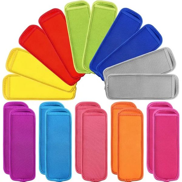 500pcs Fast Ship 12 couleurs porte-popsicle porte-glace outil de crème glacée manches en néoprène manches isolation enfants congélateur enfants outils d'été A0329