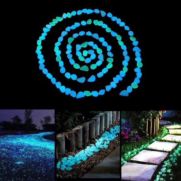 500 pièces jardin lumineux brillant pierre galet lueur dans les pierres sombres roches pour allées chemin Patio pelouse décor décorations