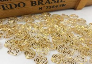 500 Uds. Botones acrílicos de flor Rosa transparente con borde dorado para decoración accesorios de costura artesanal hechos a mano 70688427217037