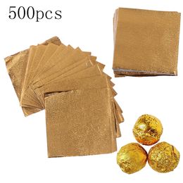500 stks gouden aluminium folie snoep chocolade cookie verpakking tin papier partij diy metalen embossing gift verpakking ambachtelijke papier