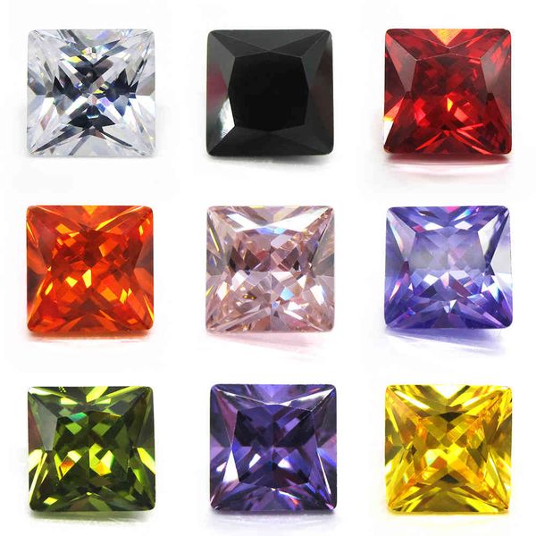 500 unids/lote 1,5*1,5mm ~ 6*6mm 5A calidad varios colores forma cuadrada Zirconia cúbica piedra princesa corte CZ gemas sueltas para joyería
