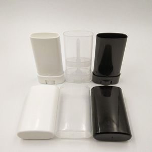 500 stks/partij 15 ml/15g Lege plastic ovale lipstick container Wit Zwart Clear Lippenbalsem Buizen Deodorant container met deksels voor DIY Lvish