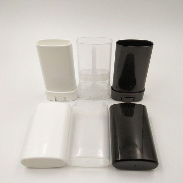 500 unids/lote 15 ml/15 g contenedor de lápiz labial ovalado de plástico vacío blanco negro tubos de bálsamo labial transparente recipiente desodorante con tapas para bricolaje Akmhr