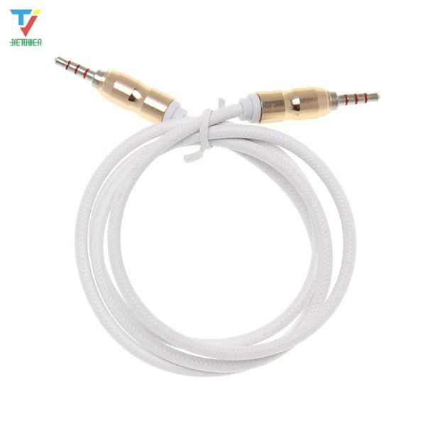 500 pcs/lot 1 M 3.5mm Jack Audio Câble 4 Pôle Jack 3.5mm Mâle à Mâle gaufrage Audio Aux Câble Pour iPhone Voiture Casque Haut-Parleur Fil Ligne