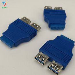 500 pcs/lot 20Pin à 2 USB 3.0 USB3.0 Femelle Câble Adaptateur Conenector Ordinateur Carte Mère 19Pin à USB Adaptateur Convertisseur HY218