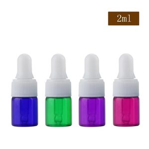 500 stks/perceel 2 ml kleine glazen druppelaar fles 2cc mini -glazen flacon met pipetdruppeldlasmonsterflessen