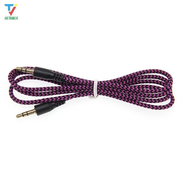 500 unids/lote 3,5mm macho a macho Cable estéreo auxiliar Cable de Audio para coche Cable trenzado apto para televisores ordenadores reproductores de CD MP3