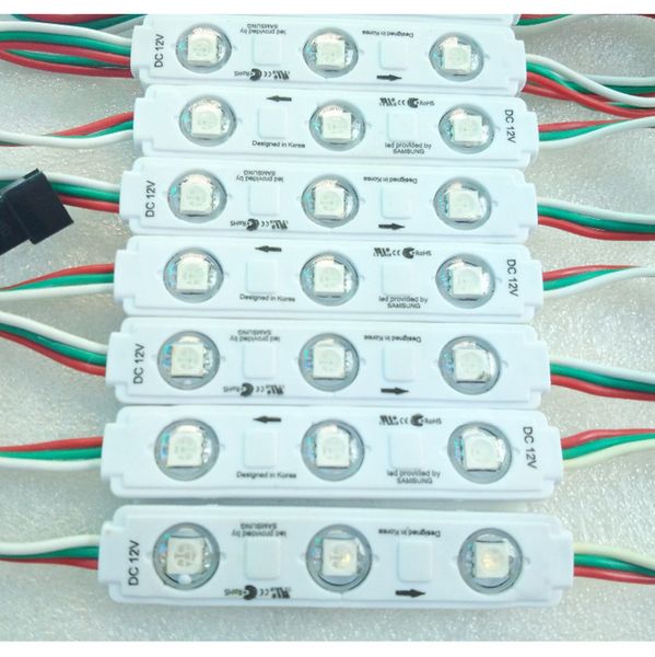 500pcs / lot 3leds WS 2811 Ic Super Bright FullColor RGB 5050 SMD Module LED LED Lampe de lumière étanche DC12V