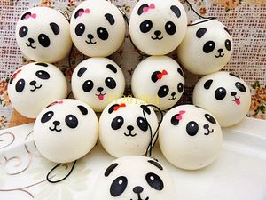 500 stks / partij Gratis Verzending 4 cm Jumbo Panda Squishy Charms Kawaii Buns Brood Mobiele Telefoon Sleutel Bag Strap Pendant Squishes Lanyard