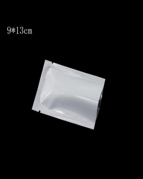500pcs lot 9 13 cm White Heat Seal Sceau en aluminium Sac en aluminium Mylar Endets Sacs à preuves Open Top Bags d'emballage Coffee Thé parfumé S4422028