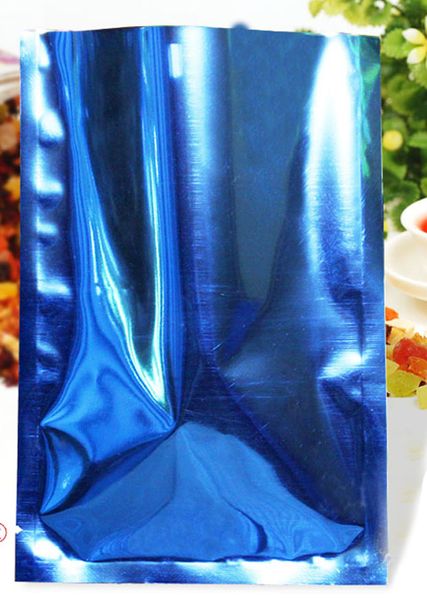 500 unids/lote bolsa de papel de aluminio con sellado térmico azul para paquete de aperitivos en polvo bolsa para eventos al vacío Mylar con tapa abierta envío gratis