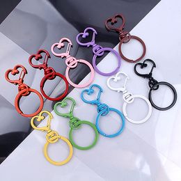 500 Pcs/Lot coloré en forme de coeur serrure clé connecteur fermoirs porte-clés anneaux fendus bricolage porte-clés fabrication de bijoux porte-clés