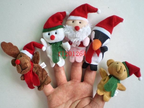 500pcs / lot DHL Livraison Gratuite Mini Taille Joyeux Noël Doigt Marionnette Père Noël Bonhomme De Neige Ours En Peluche Jouets