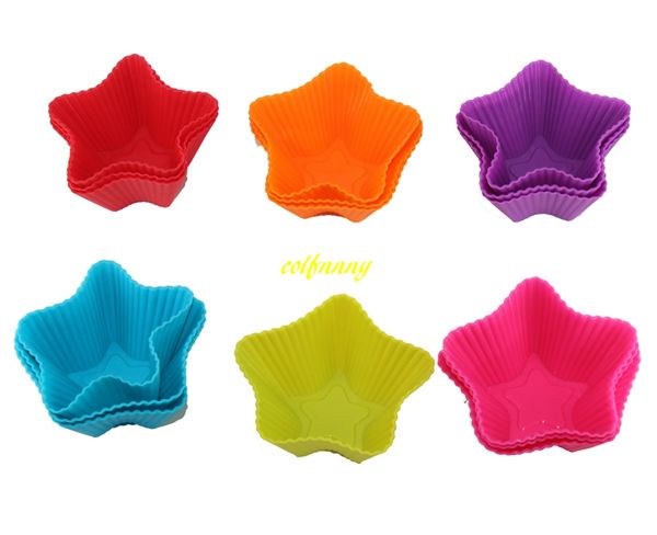 500 pcs/lot expédition rapide en forme d'étoile à cinq branches Silicone Muffin Cases moule gâteau Cupcake Liner moule de cuisson