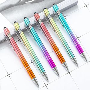 500pcs / lot Gradient Color Metal Pen Wholesale Aluminium Ballpoint Print Logo Touch Screen Ball
