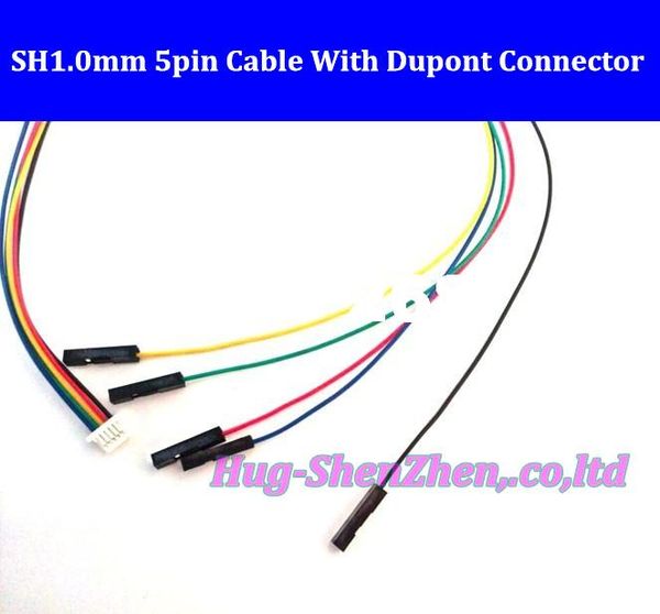 500 pcs/lot JST 1.0mm SH1.0mm 5 broches connecteur 5 broches fil de câble avec Dupont 1pin 1 p câble à l'extrémité livraison gratuite