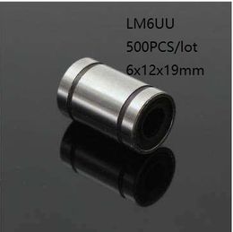 500 unids/lote LM6UU cojinete de movimiento lineal cojinete de buje lineal para impresora cnc couter 3D 6mm 6x12x19mm