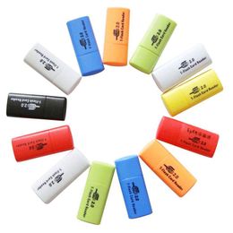 500 stks / partij Mini USB-kaartlezer 2.0 Professionele Micro SD TF T-flash-kaartlezerschrijver