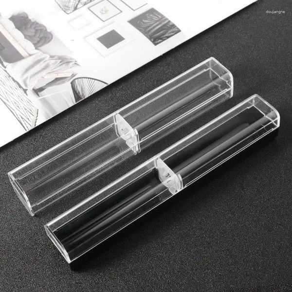 500 unids/lote plástico transparente bolígrafo lápiz táctil Metal estuche para lápices cajas Vacío claro almacenamiento para estudiantes escuela