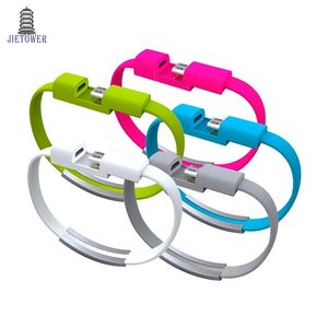 500 stks / partij Draagbare Noodle USB-oplader Kabel Sync Data Armband Polsband Charger voor Samsung Galaxy HTC LG