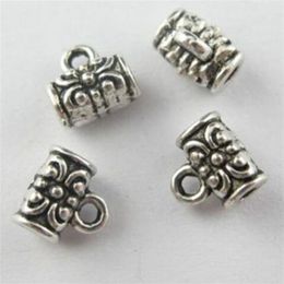 500 unids / lote Chapado en Plata Bail Spacer Beads Charms colgante para la fabricación de joyas diy hallazgos 5x7mm296Q