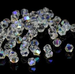 500 stks / partij Wit AB Bicone Oostenrijk Facet Glas Crystal Spacer Beads Charms voor Sieraden Maken 4mm 6mm 8mm