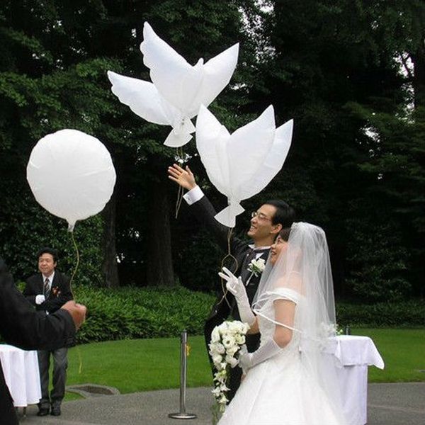 500 pcs/lot blanc Bio colombe Pigeons oiseau hélium ballons mariage/fête événement décorations taille 105*45 cm