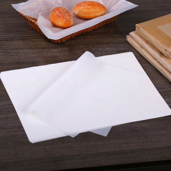 500 pcs/lot papier ciré blanc alimentaire résistant à l'huile graisse papiers emballages pour pain Burger frites emballage paquet Bar Restaurant Bar LX4187