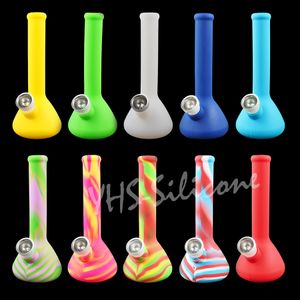 7.5 '' Beaker Base Tuyaux d'eau Vente chaude de multiples couleurs Bongs en verre pour fumer avec bol en silicone amovible et bol en verre