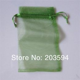 Sacs en Organza de couleur vert foncé, 500 pièces, emballage de bijoux, sacs cadeaux de mariage, 7x9cm, pochettes 296C