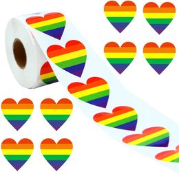 500 stks Liefde Regenboog Labels Stickers Hartvorm Scrapbooking voor Valentijnsdag Geschenkverpakkingen Feest Bruiloft Decoratie Sticker