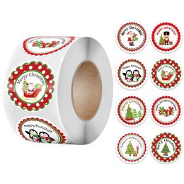 500 stks Merry Christmas Stickers / Dieren Sneeuwman Bomen Decoratieve Stickers Wikkelen Gift Box Label Kerst Tags Maat 1,5 inch / 3,8 CM DHL Gratis