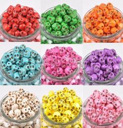 500pcs mélange couleur 12 mm perles de crâne charmes perles en vrac Fit Bracelets Collier9642040