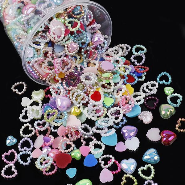 500 pièces de perles de cœur de Style mixte, bijoux de luxe, pièces d'ongles, pierres précieuses, strass, accessoires de décoration pour Nail Art, 240307