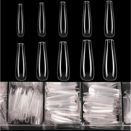 500 pcs nagel tips extra lange kist valse nagels druk op nep nagels met lijm ontwerpen kunstmatige manicure salon nagel kunstgereedschap