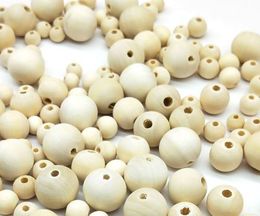 Livraison gratuite 500 pièces perles de bois rondes naturelles en vrac perles d'espacement pour la fabrication de bijoux bricolage européen 6 8 10 12 14mm