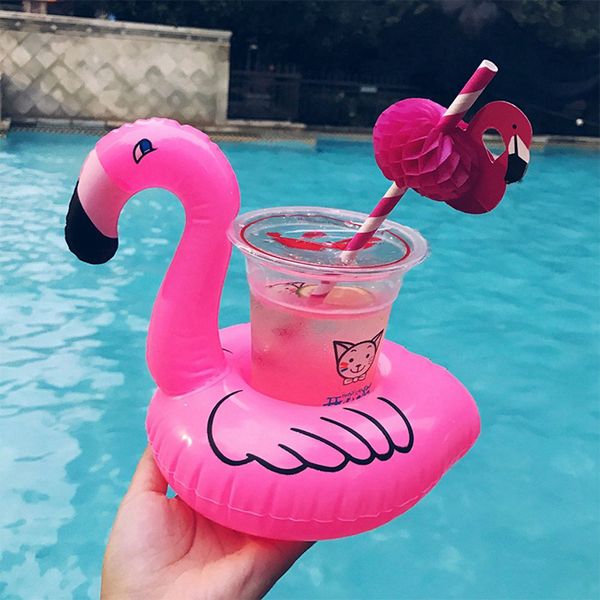 500pcs Pools Pools Spas Float Boisson Porte-gobelet Piscine Floats PVC Gonflable Flamingo Boissons Porte-gobelets Mini inflametté Flamingos PiscineFoats Jouets de boissons de boisson Coaster