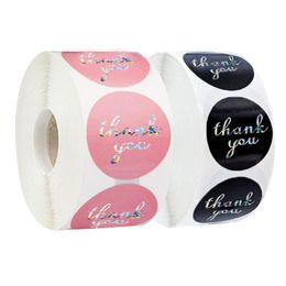 500 stks roll 1 inch kleurrijke dank u papier zelfklevende stickers doos bruiloft bakken pakket tas envelop decor label