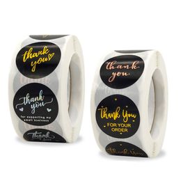 500 stks Roll 1 Inch Bedankt voor uw bestelling Adhesive Stickers DIY Gift Cake Baking Bag Pakket Box Envelop Bruiloft Label Decor