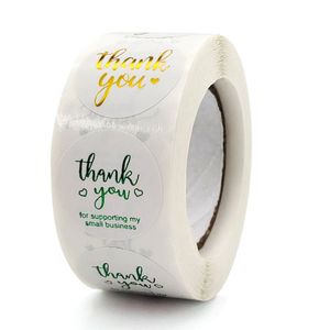 Étiquettes adhésives en papier de remerciement, rouleau de 1 pouce, 500 pièces, pour sac de pâtisserie de mariage, décor d'enveloppe d'affaires