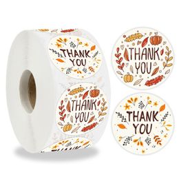 500 stks roll 1 inch dank u ronde zelfklevende stickers etiket bakken cadeau tas decor voor Thanksgiving Day