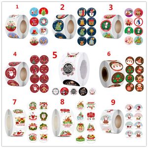 500 stks/roll cartoon Merry Christmas Stickers Santa lijm decoratieve stickers voor doe -het -zelf kerstcadeaus envelope seals kaarten pakketten