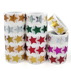 500pcs/roll Holographic Shiny Sparkle Star Sticker Envelope Sealing Diary Baking Flower Stickers Festival Birthday Party Wedding Gift Decorations Labels W0117